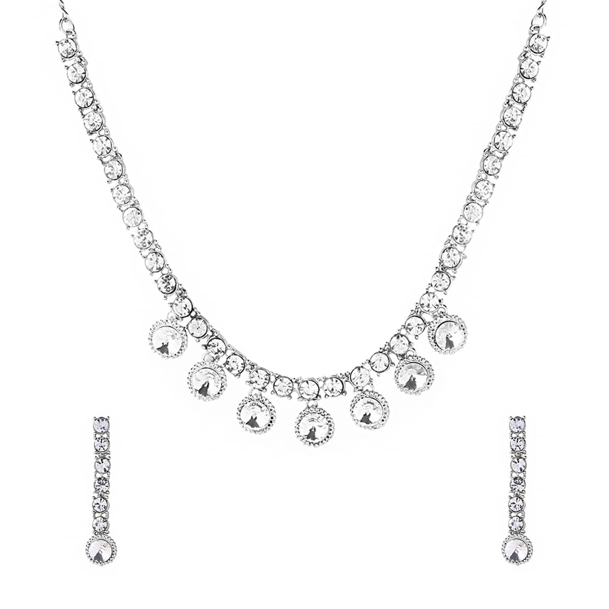 Yellow Chimes Jewellery Set for Women and Girls Crystal Bridal Jewellery Set for Wedding | Bridal Jewellery Set | Birthday Anniversary Gift for Girls & Women