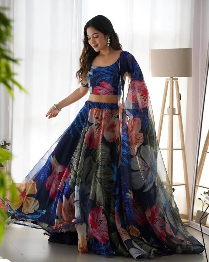 piludi Girls Fashion Lehenga Choli Ethnic Wear Stylist Digital Printed Lehenga | Choli & Dupatta Set, Pack Of 1