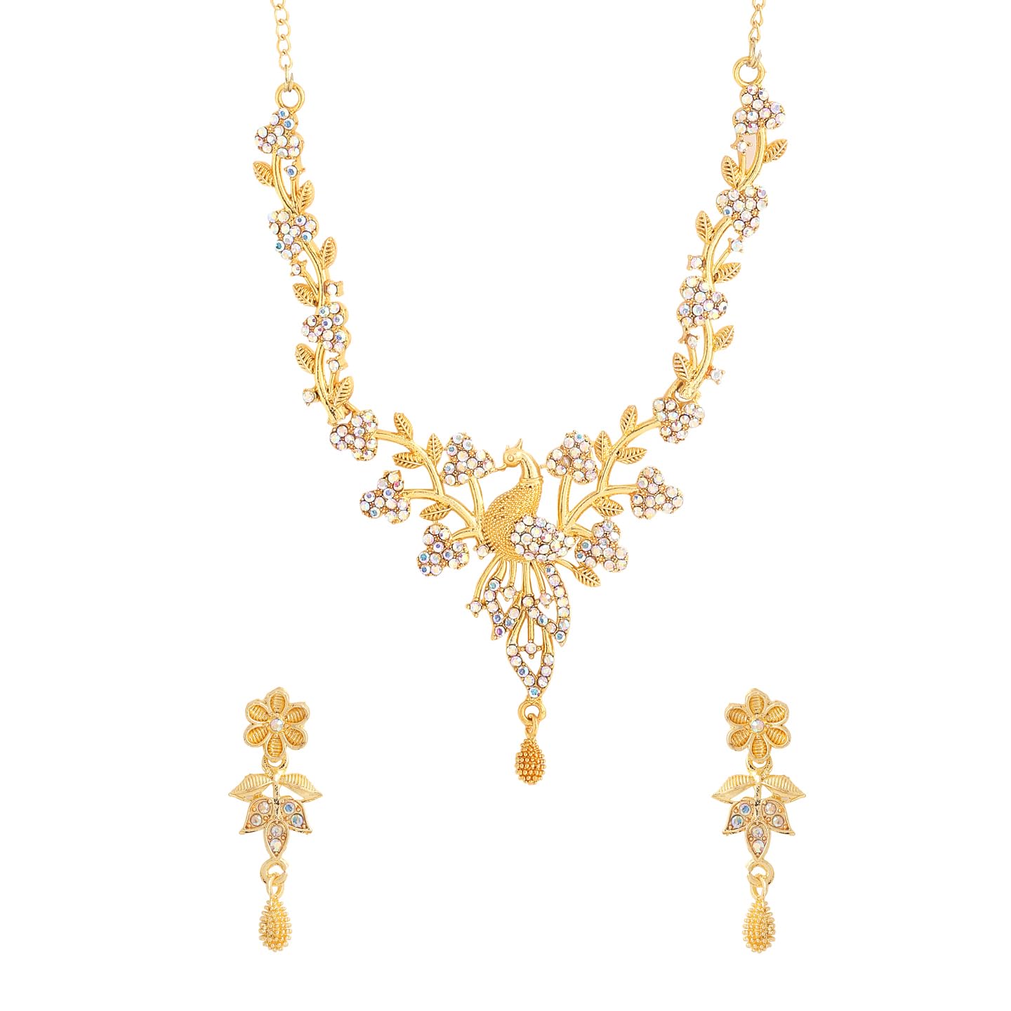 Yellow Chimes Jewellery Set for Women and Girls Crystal Bridal Jewellery Set for Wedding | Bridal Jewellery Set | Birthday Anniversary Gift for Girls & Women