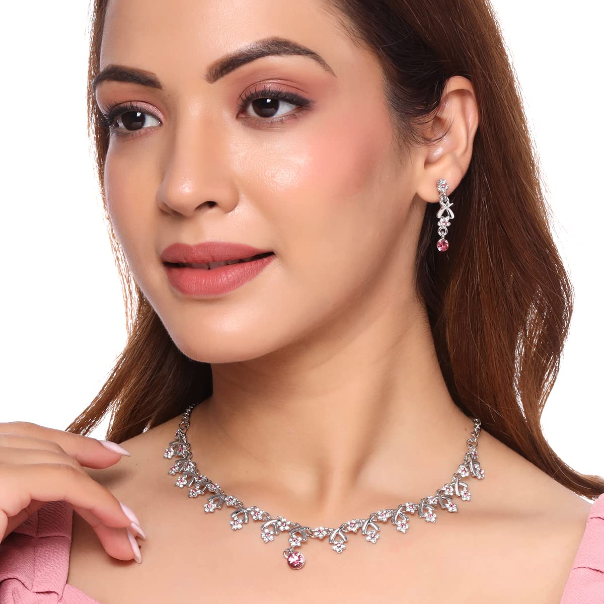 Yellow Chimes Jewellery Set for Women and Girls Crystal Bridal Jewellery Set for Wedding | Bridal Jewellery Set | Birthday Anniversary Gift for Girls & Women