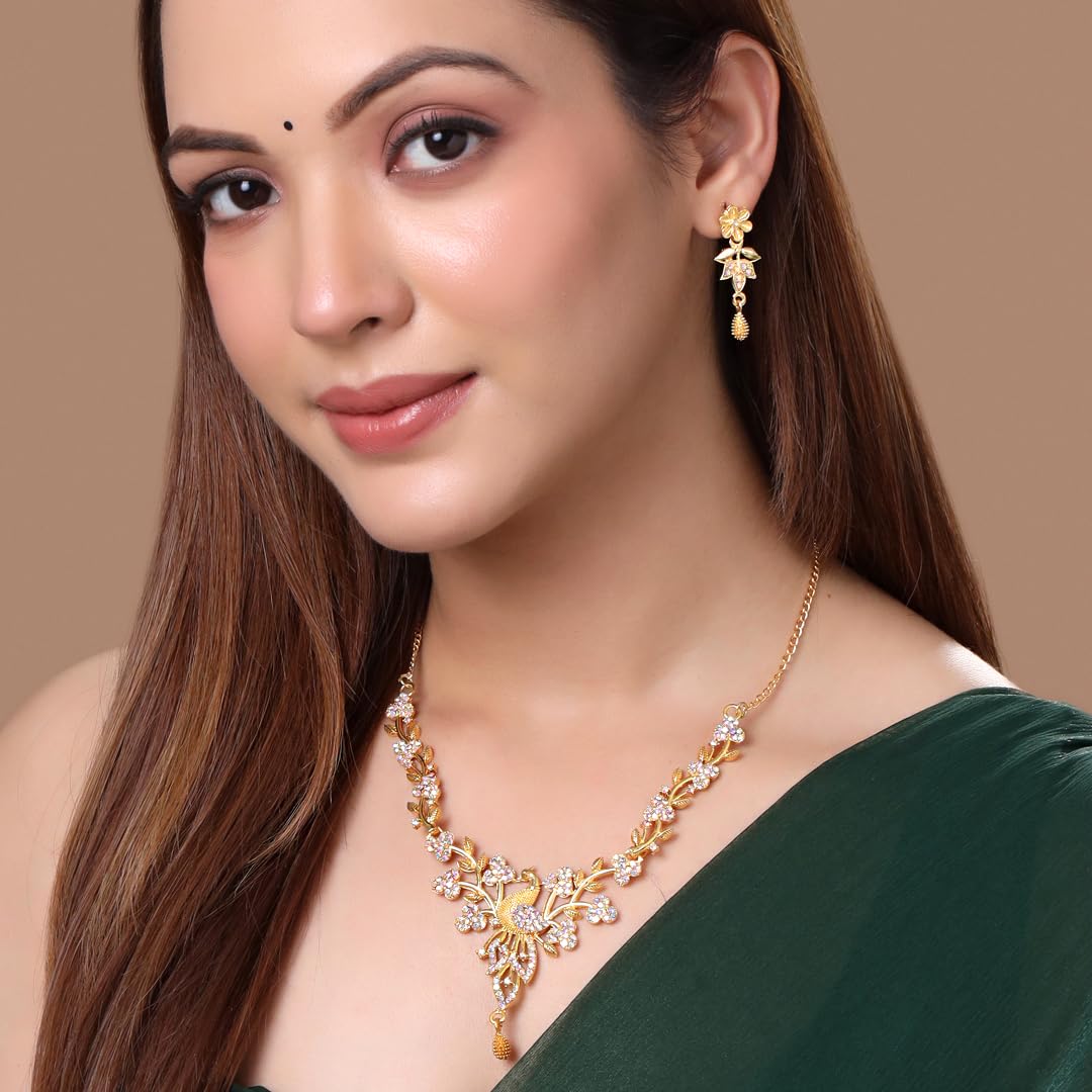Yellow Chimes Jewellery Set for Women and Girls Crystal Bridal Jewellery Set for Wedding | Bridal Jewellery Set | Birthday Anniversary Gift for Girls & Women