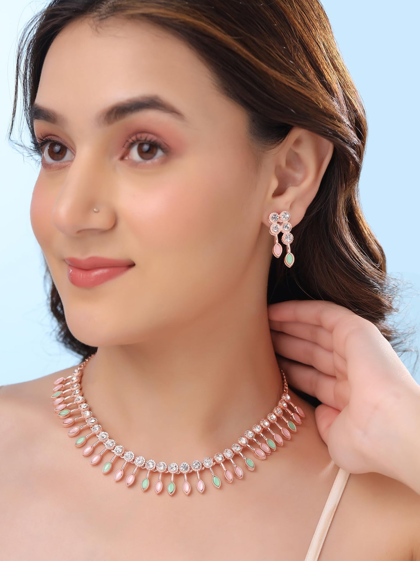 Yellow Chimes Jewellery Set for Women and Girls Crystal Bridal Jewellery Set for Wedding | Bridal Jewellery Set | Birthday Anniversary Gift for Girls & Women