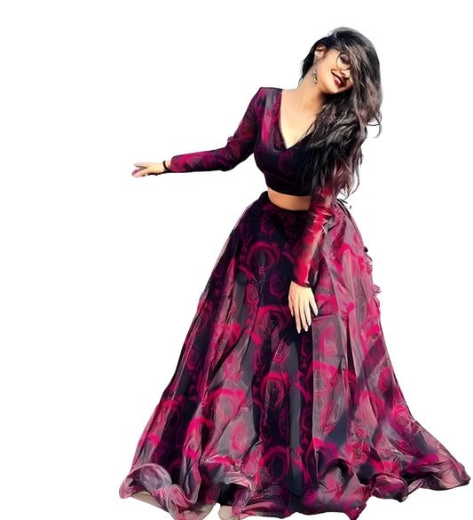 piludi Girls Fashion Lehenga Choli Ethnic Wear Stylist Digital Printed Lehenga | Choli & Dupatta Set, Pack Of 1