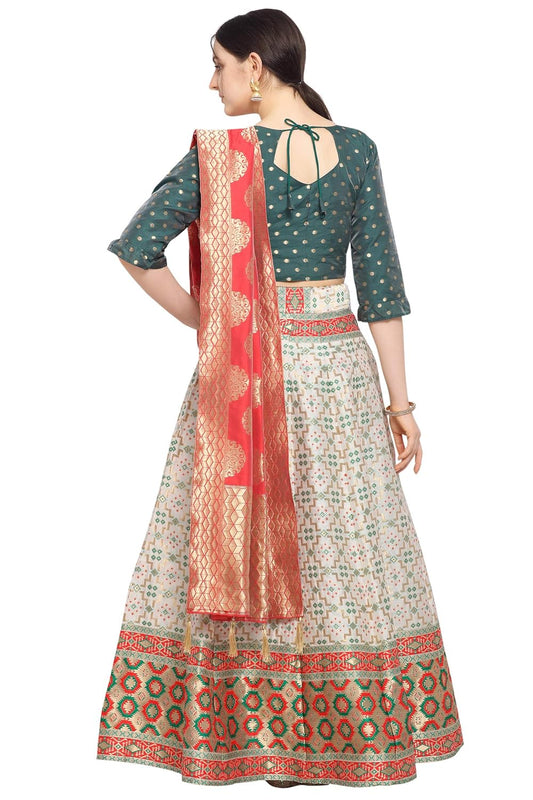 PURVAJA Women'S Silk Blend Lehenga Choli (Multi-Rivaaz_Multicolour_Free Size), Semi-stitched
