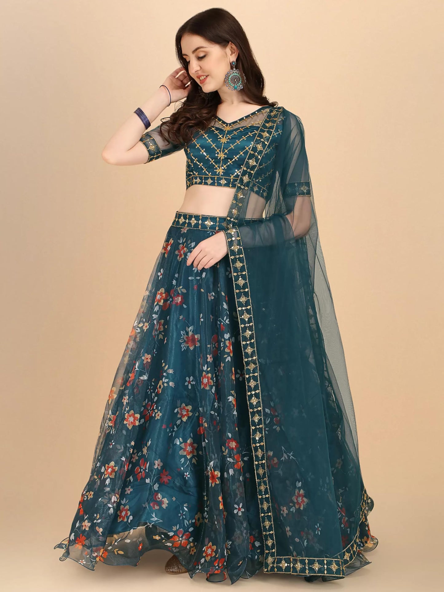 piludi Girls Fashion Lehenga Choli Ethnic Wear Stylist Digital Printed Lehenga | Choli & Dupatta Set, Pack Of 1