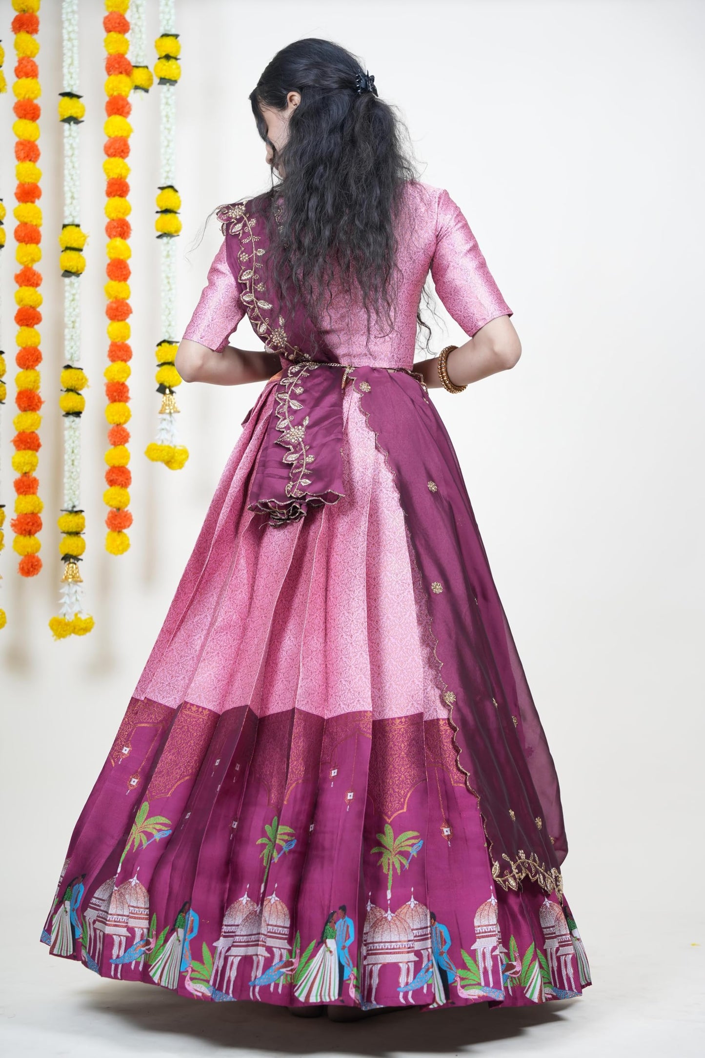 Traditional South India Half and Half Saree for Women