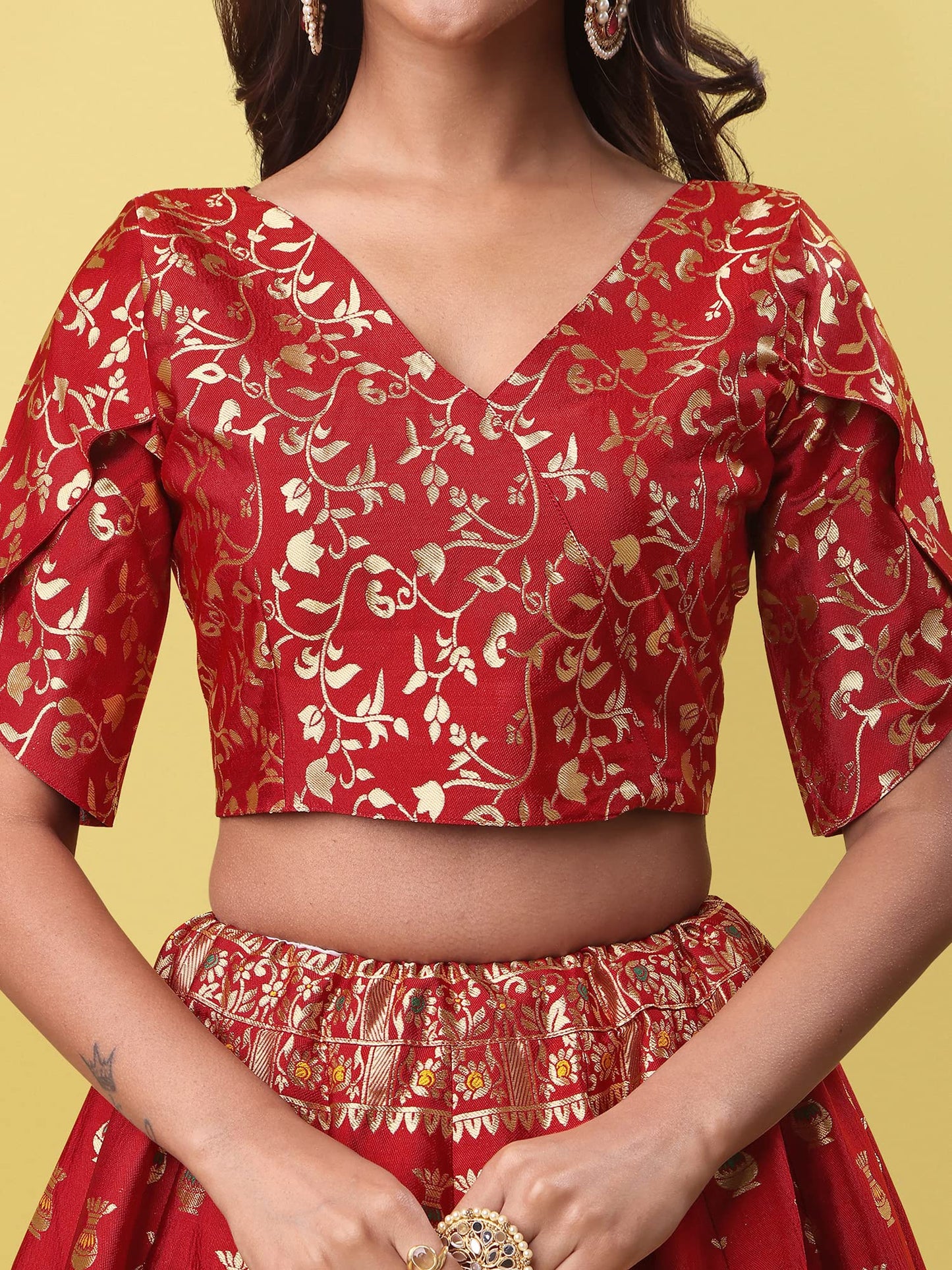 PURVAJA Women's Jacquard Semi-Stitched Lehenga choli(Kumbh)