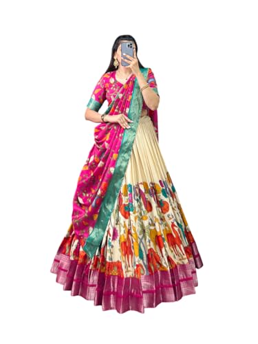 Trending Tussar Silk Lehenga Choli Print with Foil Work With Unstitched Blouse Patola Print Adorned with Foil Work For Navrati || Wedding