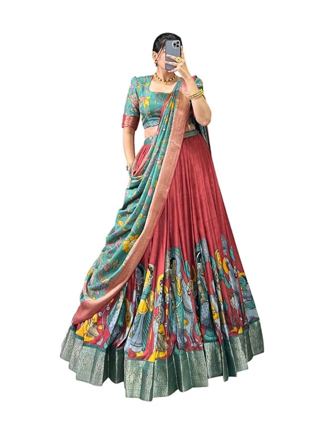 Trending Tussar Silk Lehenga Choli Print with Foil Work With Unstitched Blouse Patola Print Adorned with Foil Work For Navrati || Wedding