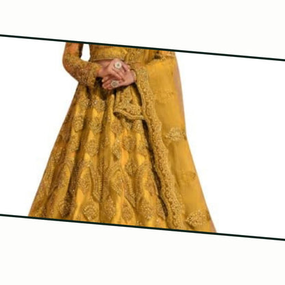 ZAALIMA FASHION Women's Semi Stitched satin blend Lehenga Choli with Embroidered Pattern Unstitched Blouse and Dupatta Set | Women's Lehenga Cholis