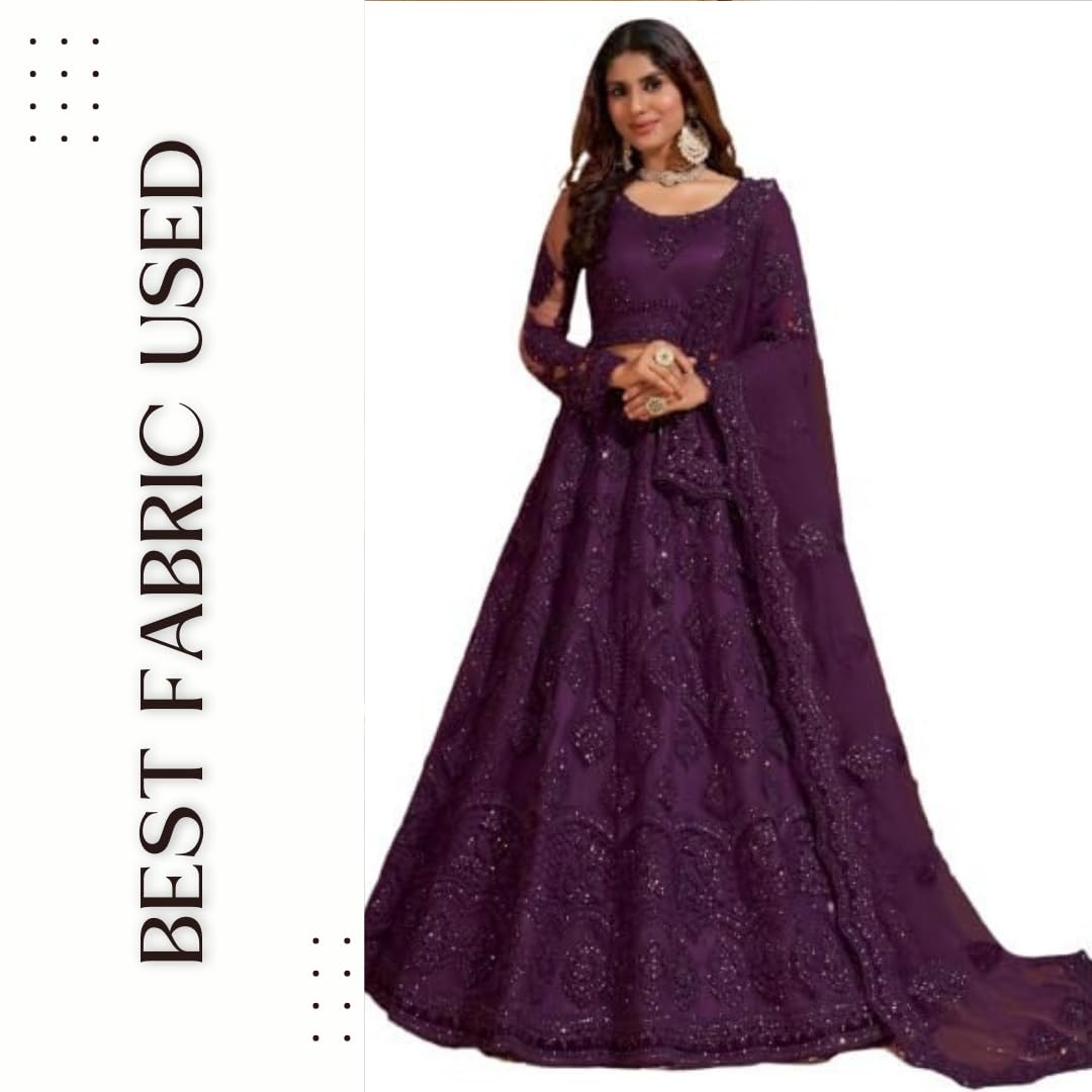 ZAALIMA FASHION Women's Semi Stitched satin blend Lehenga Choli with Embroidered Pattern Unstitched Blouse and Dupatta Set | Women's Lehenga Cholis