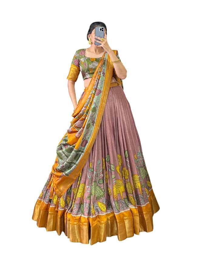 Trending Tussar Silk Lehenga Choli Print with Foil Work With Unstitched Blouse Patola Print Adorned with Foil Work For Navrati || Wedding