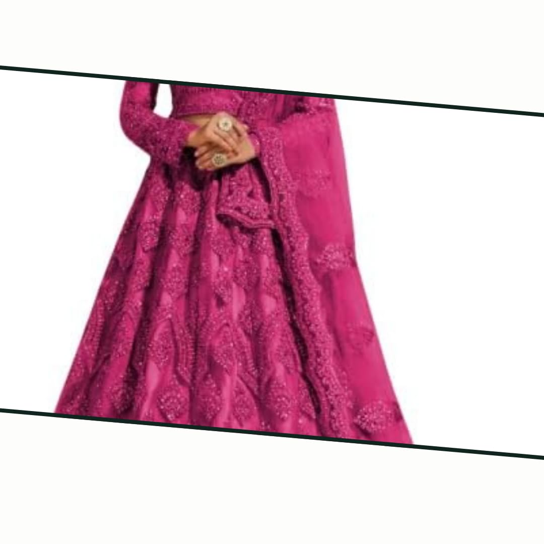 ZAALIMA FASHION Women's Semi Stitched satin blend Lehenga Choli with Embroidered Pattern Unstitched Blouse and Dupatta Set | Women's Lehenga Cholis