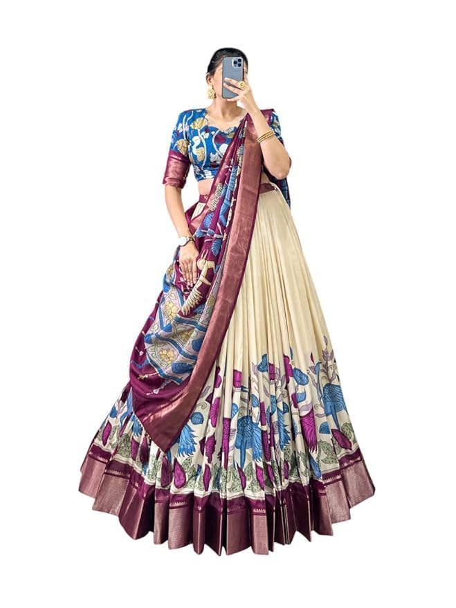 Trending Tussar Silk Lehenga Choli Print with Foil Work With Unstitched Blouse Patola Print Adorned with Foil Work For Navrati || Wedding