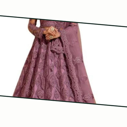 ZAALIMA FASHION Women's Semi Stitched satin blend Lehenga Choli with Embroidered Pattern Unstitched Blouse and Dupatta Set | Women's Lehenga Cholis
