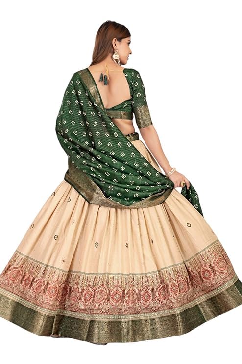 74 COLOR HALFSLIVE Women's Trending Designeer Tussar Silk Lehenga Choli Print with Foil Work With Unstitched Blouse Patola Print Adorned with Foil Work For Navrati || Wedding