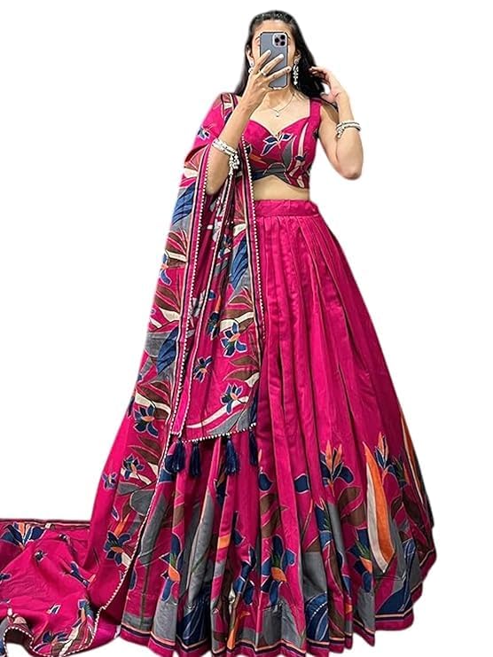 Trending Tussar Silk Lehenga Choli Print with Foil Work With Unstitched Blouse Patola Print Adorned with Foil Work For Navrati || Wedding