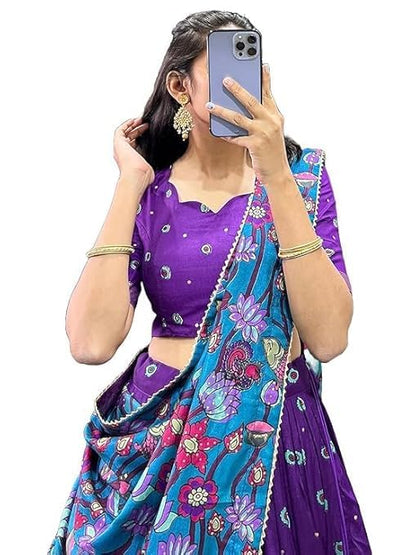 Women's Trending Designeer Tussar Silk Lehenga Choli Print with Foil Work With Unstitched Blouse Patola Print Adorned with Foil Work For Navrati || Wedding