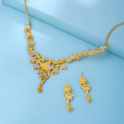 Yellow Chimes Jewellery Set for Women and Girls Crystal Bridal Jewellery Set for Wedding | Bridal Jewellery Set | Birthday Anniversary Gift for Girls & Women