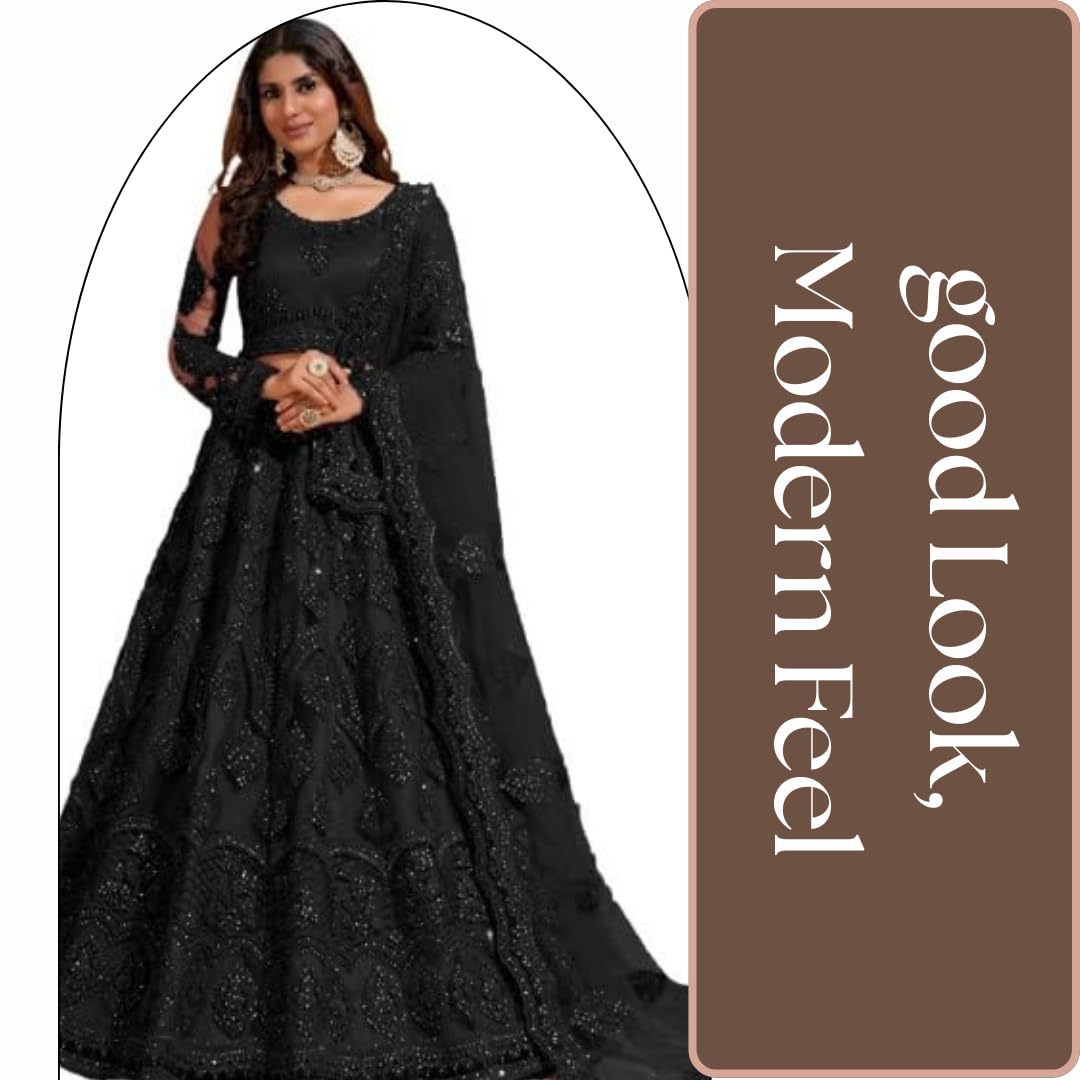 ZAALIMA FASHION Women's Semi Stitched satin blend Lehenga Choli with Embroidered Pattern Unstitched Blouse and Dupatta Set | Women's Lehenga Cholis