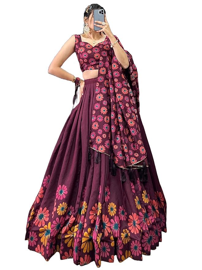 Trending Tussar Silk Lehenga Choli Print with Foil Work With Unstitched Blouse Patola Print Adorned with Foil Work For Navrati || Wedding