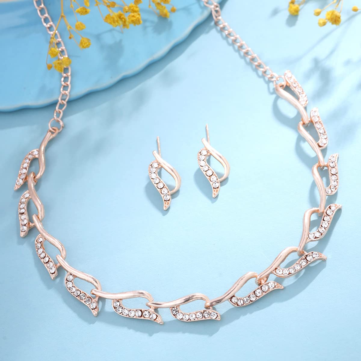 Yellow Chimes Jewellery Set for Women and Girls Crystal Bridal Jewellery Set for Wedding | Bridal Jewellery Set | Birthday Anniversary Gift for Girls & Women