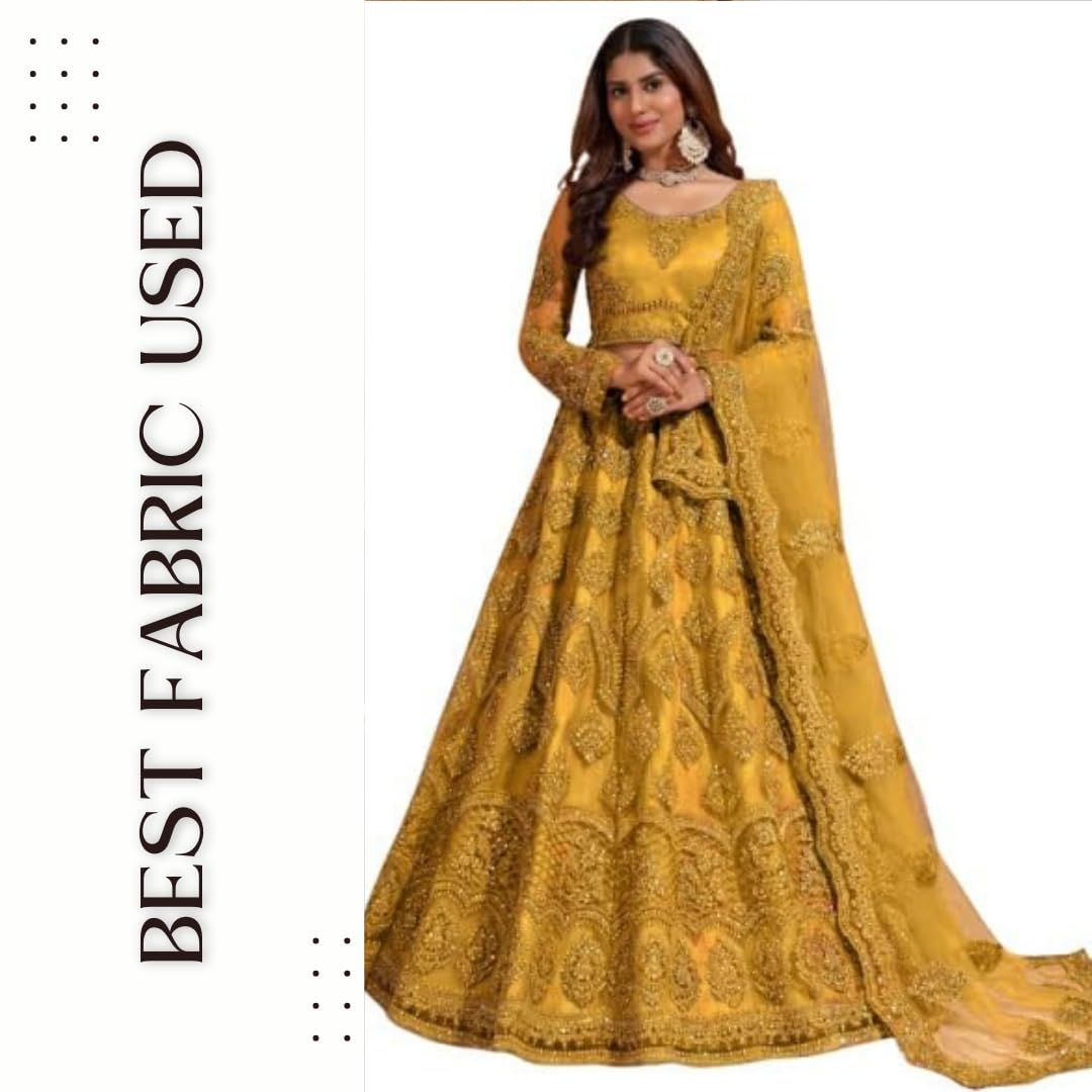 ZAALIMA FASHION Women's Semi Stitched satin blend Lehenga Choli with Embroidered Pattern Unstitched Blouse and Dupatta Set | Women's Lehenga Cholis