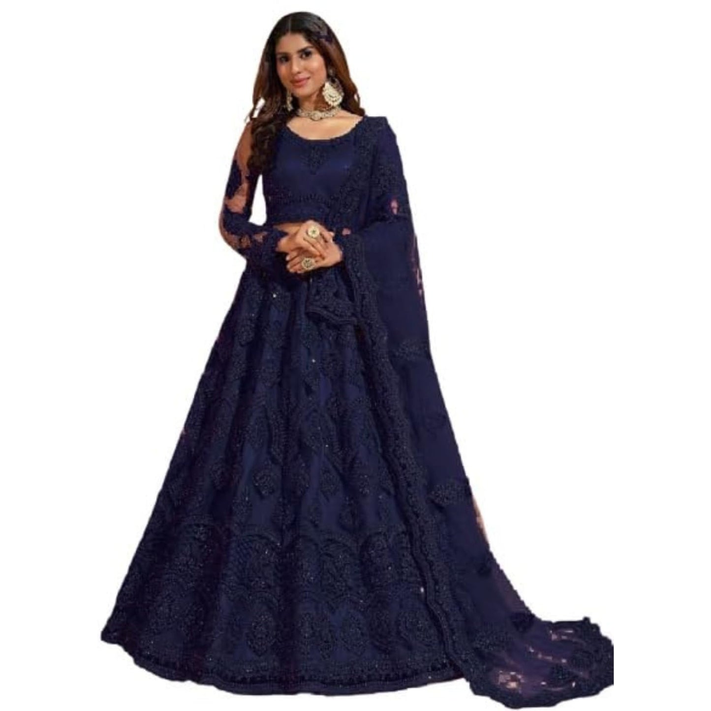 ZAALIMA FASHION Women's Semi Stitched satin blend Lehenga Choli with Embroidered Pattern Unstitched Blouse and Dupatta Set | Women's Lehenga Cholis
