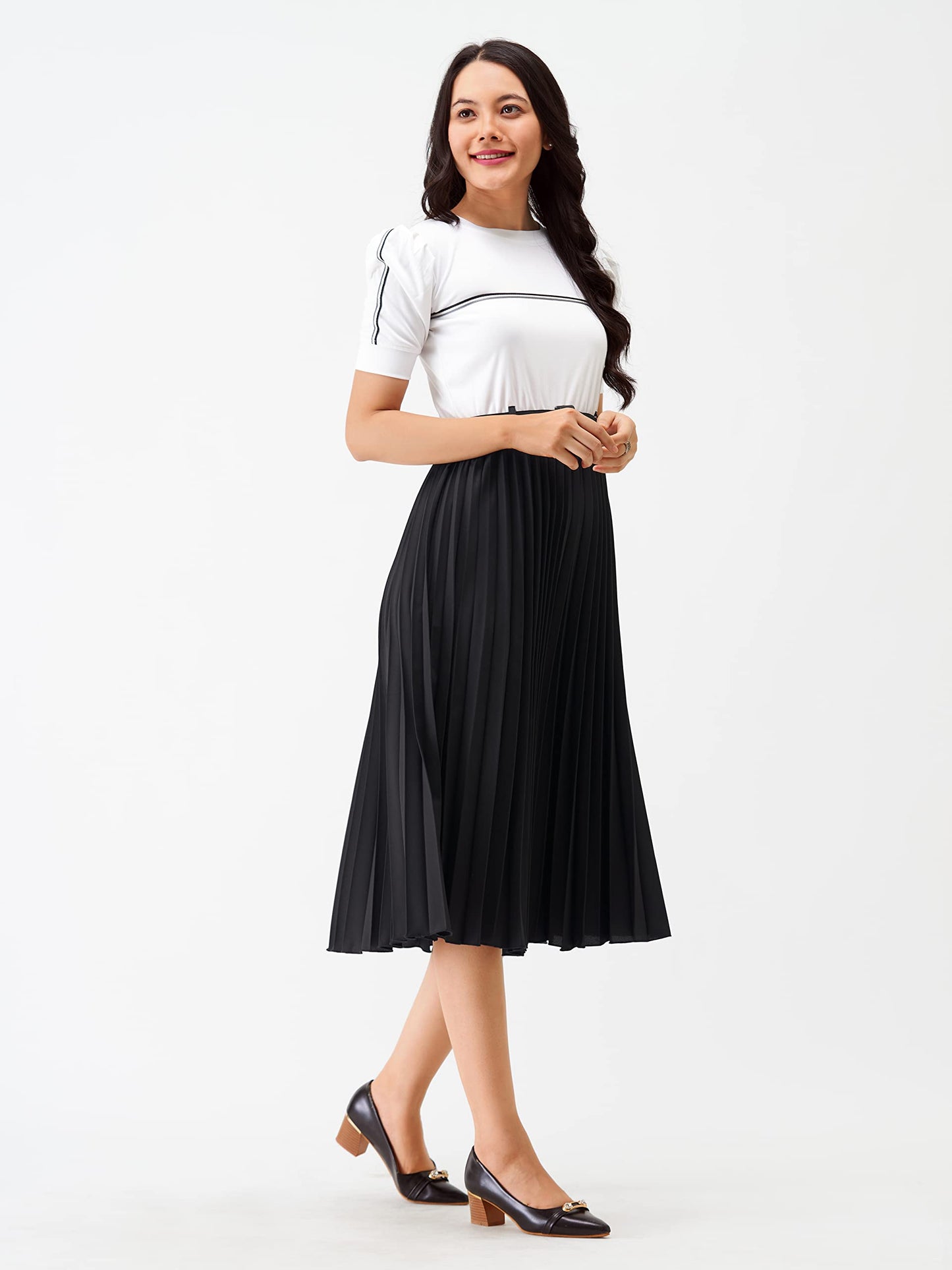 AASK Women Fit& Flare Polyster Solid Dress for Women