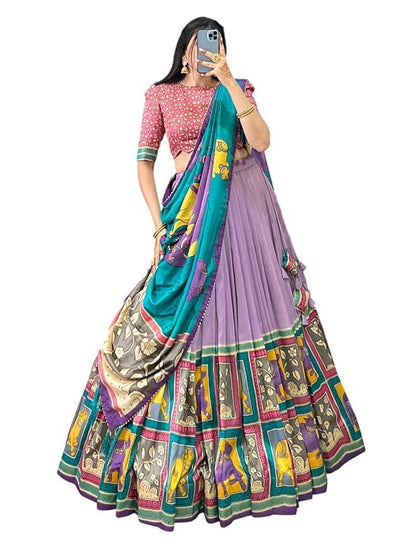 Trending Tussar Silk Lehenga Choli Print with Foil Work With Unstitched Blouse Patola Print Adorned with Foil Work For Navrati || Wedding