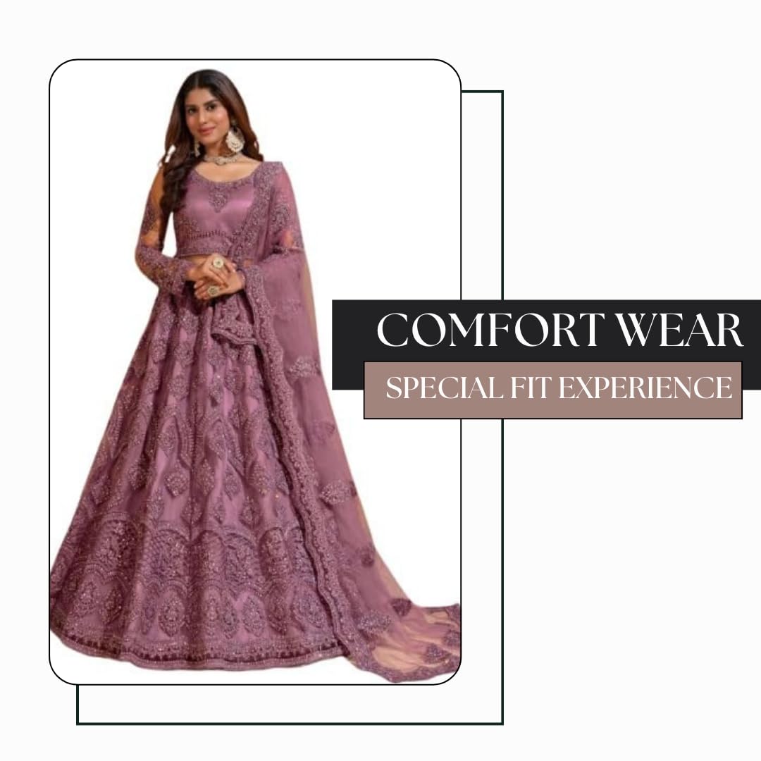 ZAALIMA FASHION Women's Semi Stitched satin blend Lehenga Choli with Embroidered Pattern Unstitched Blouse and Dupatta Set | Women's Lehenga Cholis