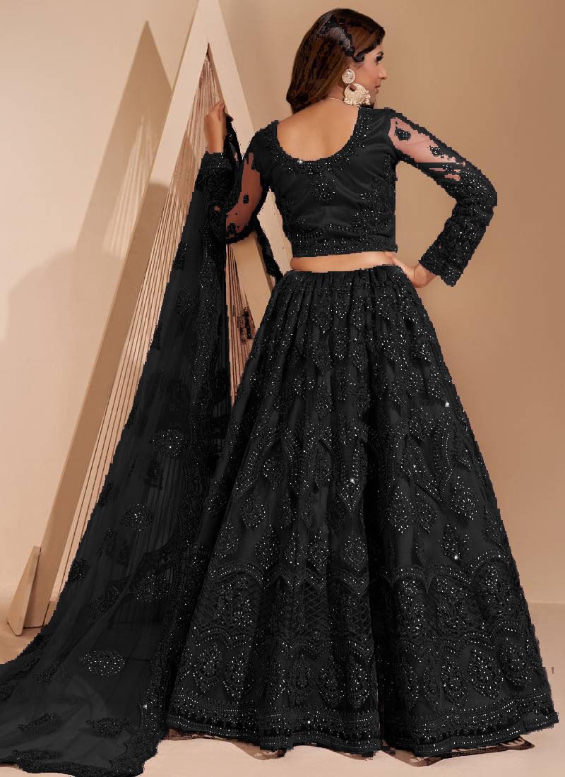 ZAALIMA FASHION Women's Semi Stitched satin blend Lehenga Choli with Embroidered Pattern Unstitched Blouse and Dupatta Set | Women's Lehenga Cholis