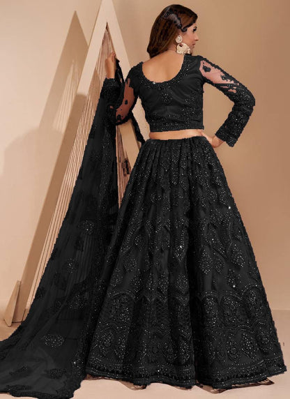 ZAALIMA FASHION Women's Semi Stitched satin blend Lehenga Choli with Embroidered Pattern Unstitched Blouse and Dupatta Set | Women's Lehenga Cholis