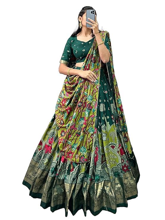 Trending Tussar Silk Lehenga Choli Print with Foil Work With Unstitched Blouse Patola Print Adorned with Foil Work For Navrati || Wedding