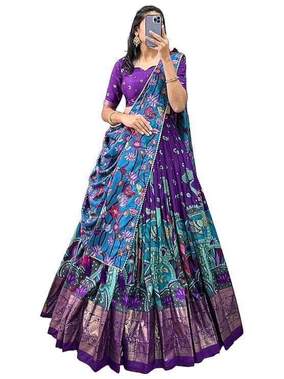 Trending Tussar Silk Lehenga Choli Print with Foil Work With Unstitched Blouse Patola Print Adorned with Foil Work For Navrati || Wedding