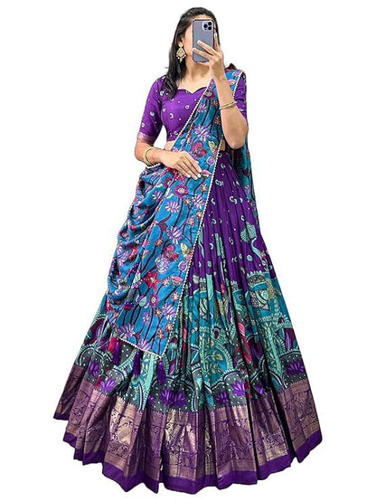 Trending Tussar Silk Lehenga Choli Print with Foil Work With Unstitched Blouse Patola Print Adorned with Foil Work For Navrati || Wedding