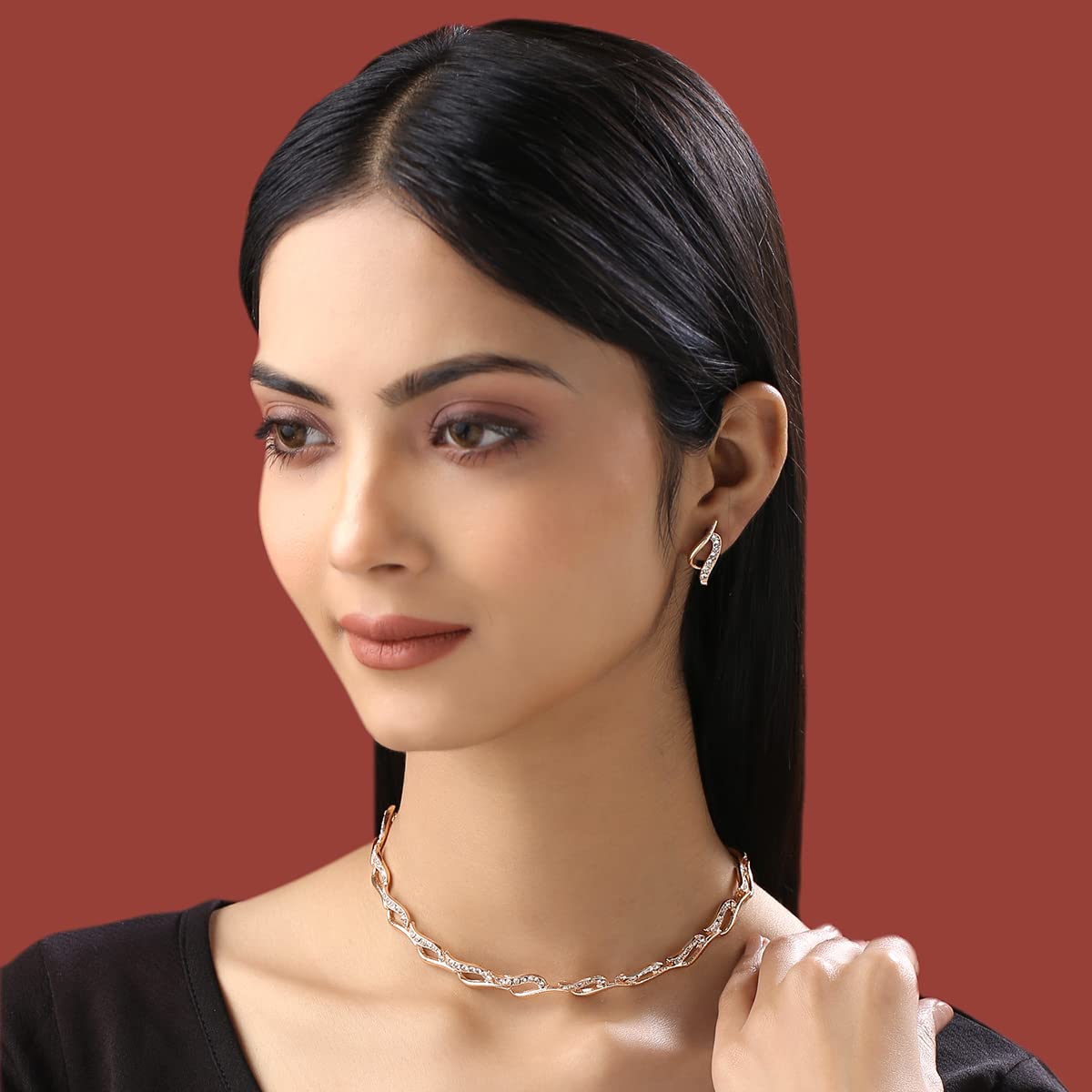 Yellow Chimes Jewellery Set for Women and Girls Crystal Bridal Jewellery Set for Wedding | Bridal Jewellery Set | Birthday Anniversary Gift for Girls & Women