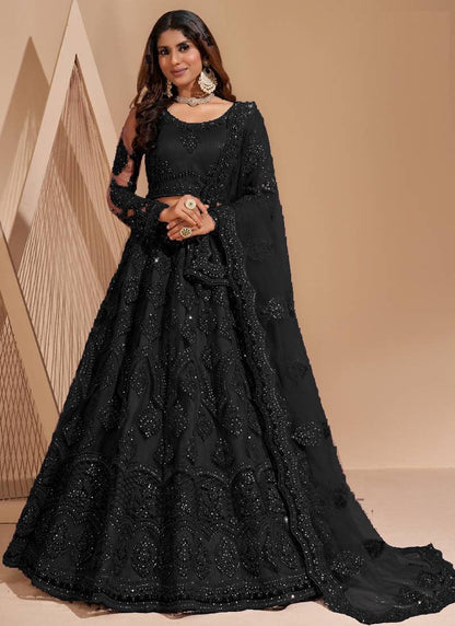 ZAALIMA FASHION Women's Semi Stitched satin blend Lehenga Choli with Embroidered Pattern Unstitched Blouse and Dupatta Set | Women's Lehenga Cholis