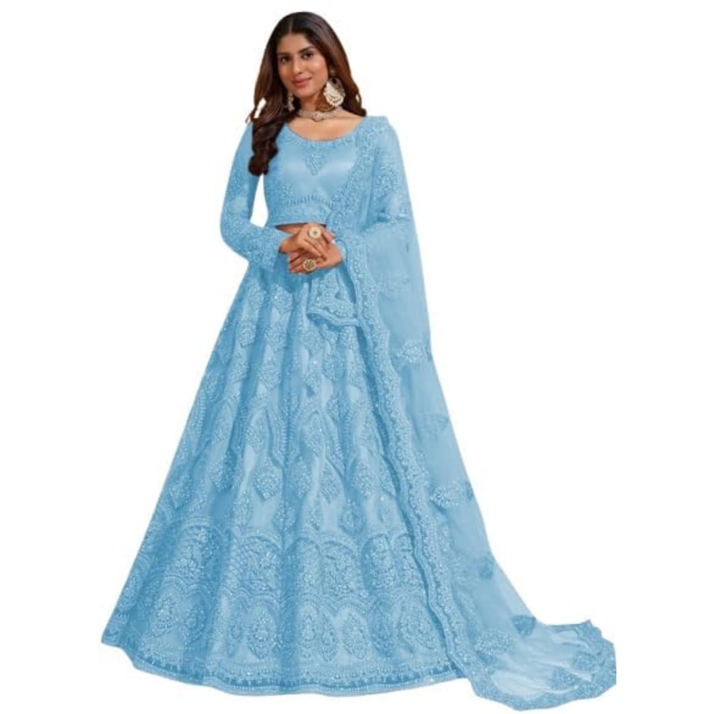 ZAALIMA FASHION Women's Semi Stitched satin blend Lehenga Choli with Embroidered Pattern Unstitched Blouse and Dupatta Set | Women's Lehenga Cholis