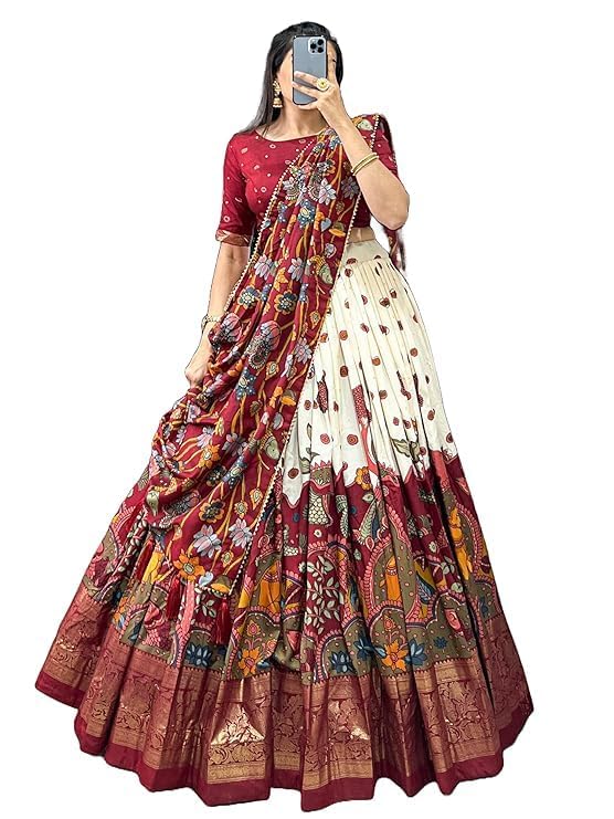 Trending Tussar Silk Lehenga Choli Print with Foil Work With Unstitched Blouse Patola Print Adorned with Foil Work For Navrati || Wedding