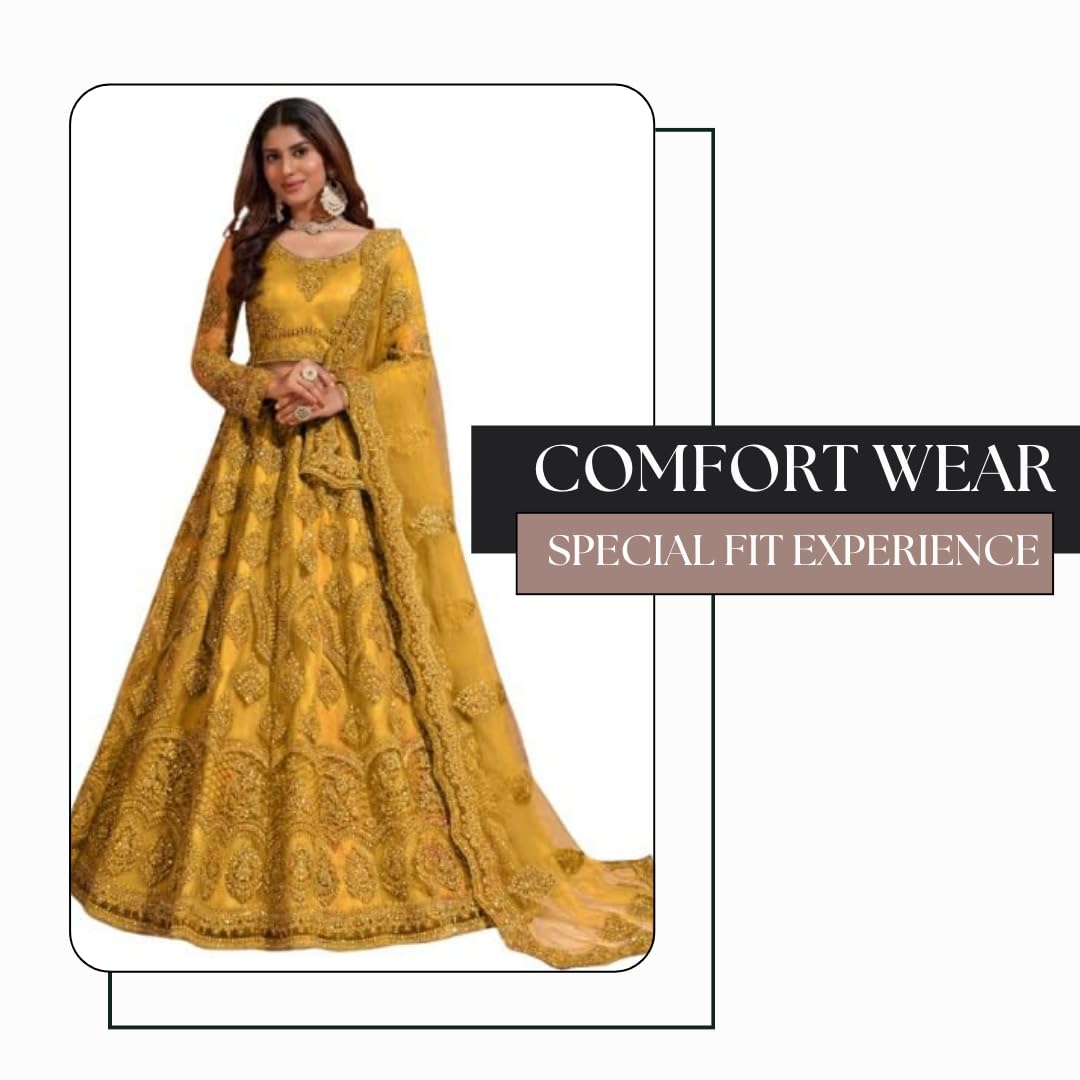 ZAALIMA FASHION Women's Semi Stitched satin blend Lehenga Choli with Embroidered Pattern Unstitched Blouse and Dupatta Set | Women's Lehenga Cholis