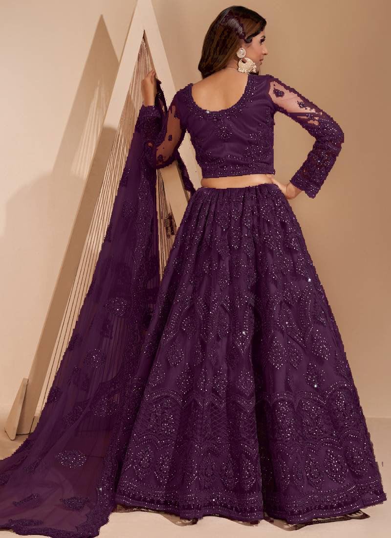 ZAALIMA FASHION Women's Semi Stitched satin blend Lehenga Choli with Embroidered Pattern Unstitched Blouse and Dupatta Set | Women's Lehenga Cholis