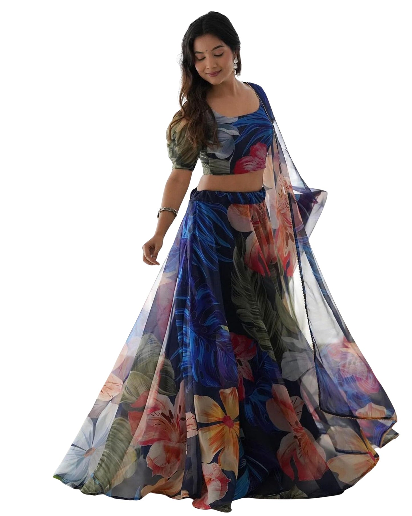 piludi Girls Fashion Lehenga Choli Ethnic Wear Stylist Digital Printed Lehenga | Choli & Dupatta Set, Pack Of 1