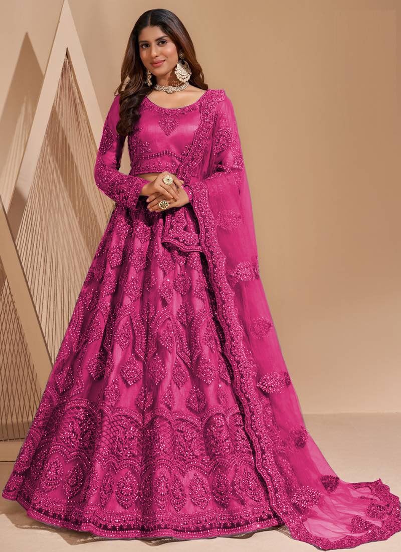 ZAALIMA FASHION Women's Semi Stitched satin blend Lehenga Choli with Embroidered Pattern Unstitched Blouse and Dupatta Set | Women's Lehenga Cholis