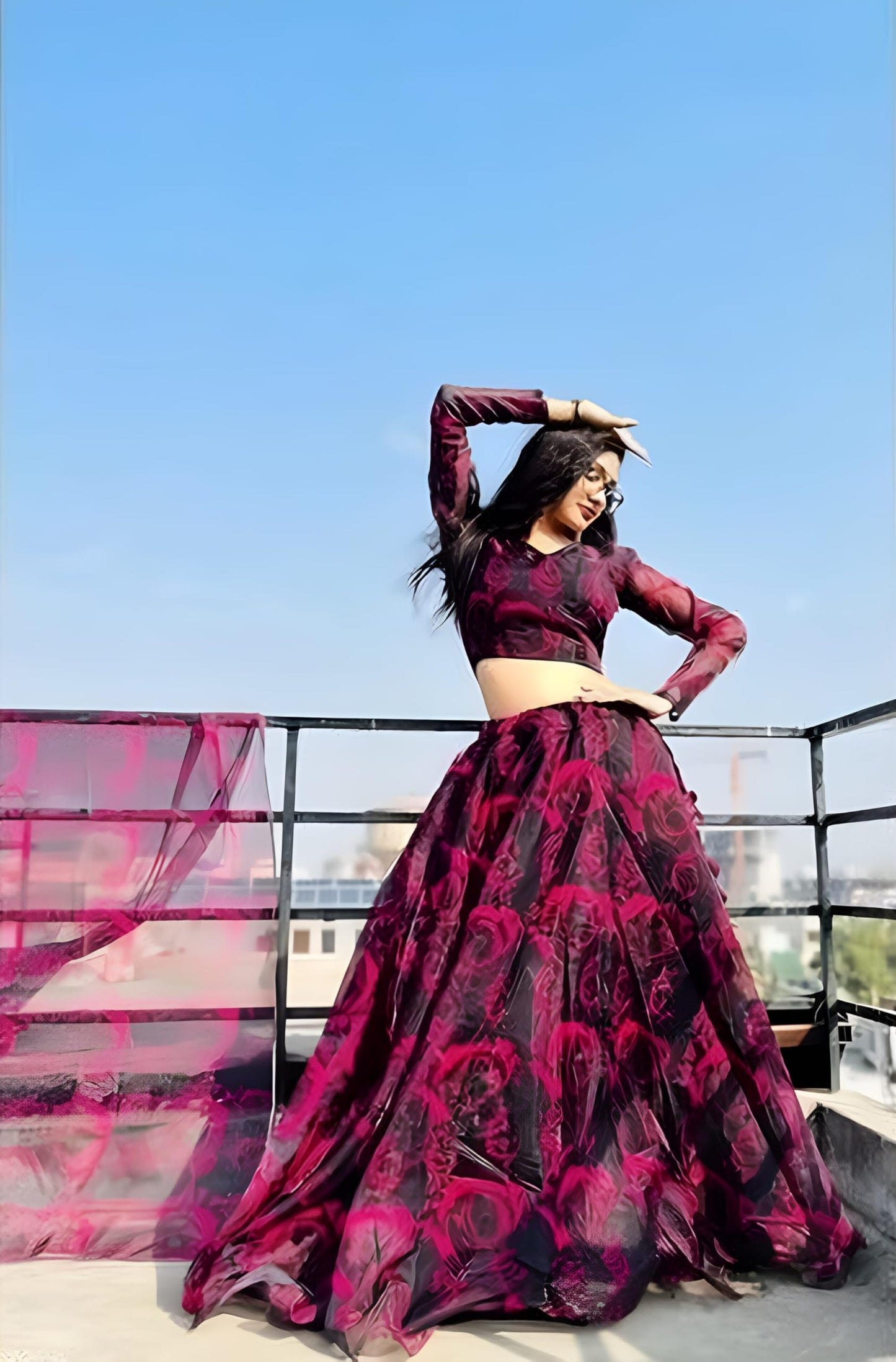 piludi Girls Fashion Lehenga Choli Ethnic Wear Stylist Digital Printed Lehenga | Choli & Dupatta Set, Pack Of 1