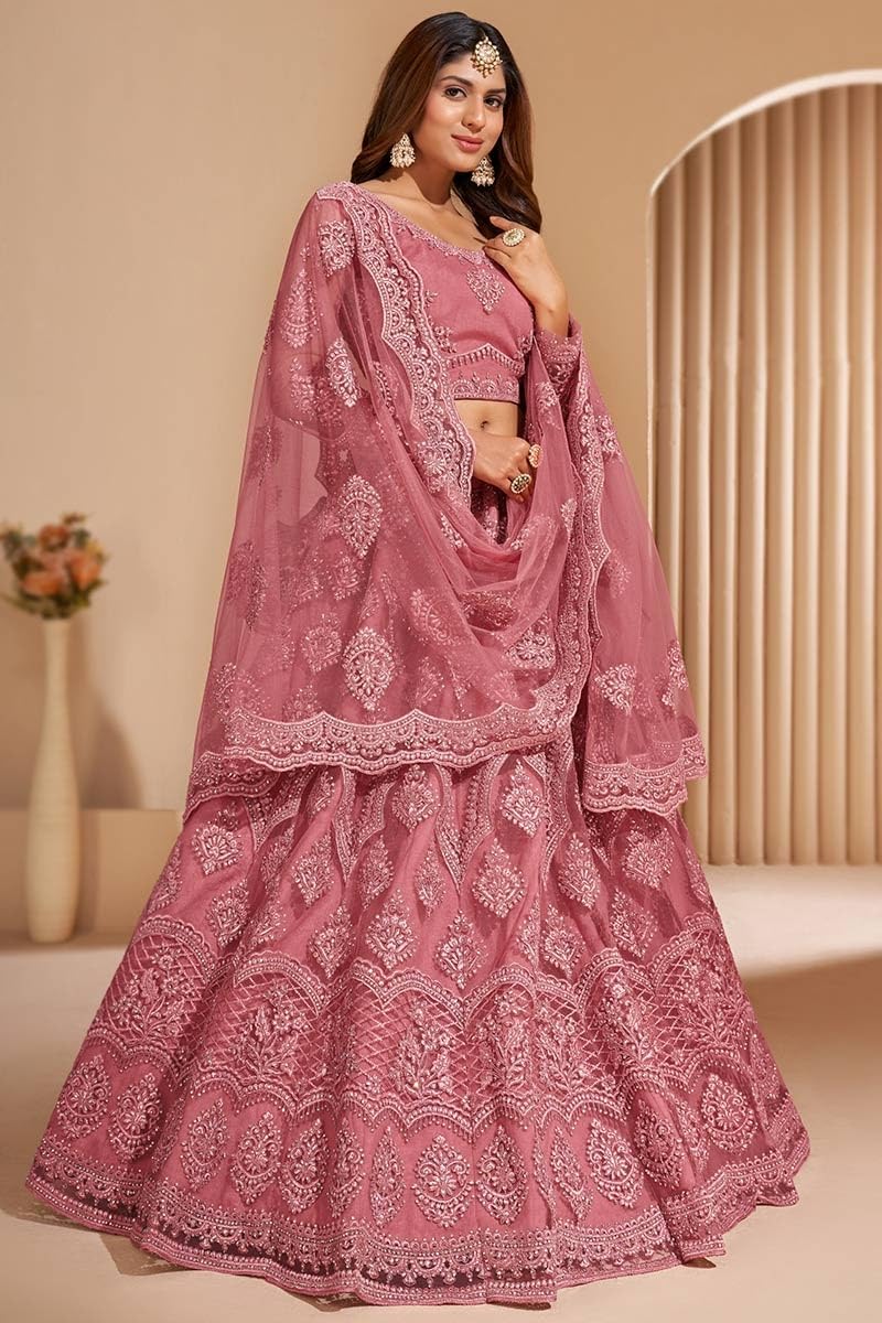 ZAALIMA FASHION Women's Semi Stitched satin blend Lehenga Choli with Embroidered Pattern Unstitched Blouse and Dupatta Set | Women's Lehenga Cholis