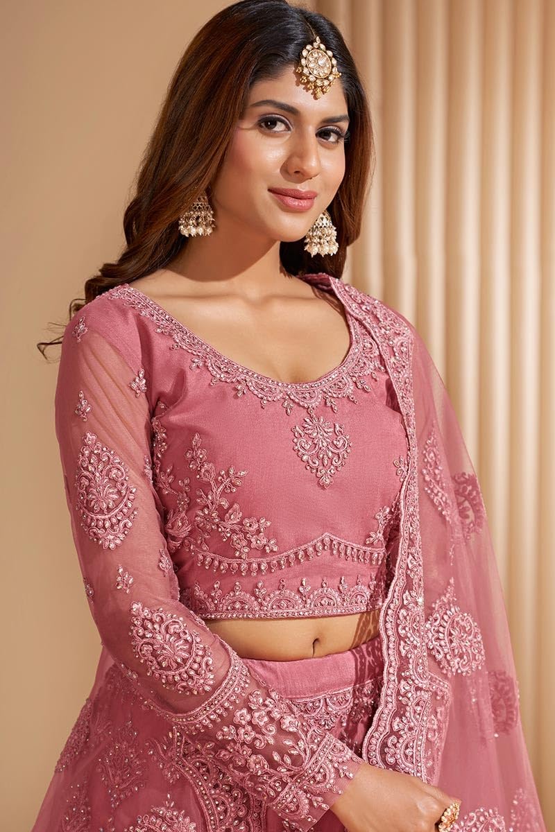 ZAALIMA FASHION Women's Semi Stitched satin blend Lehenga Choli with Embroidered Pattern Unstitched Blouse and Dupatta Set | Women's Lehenga Cholis