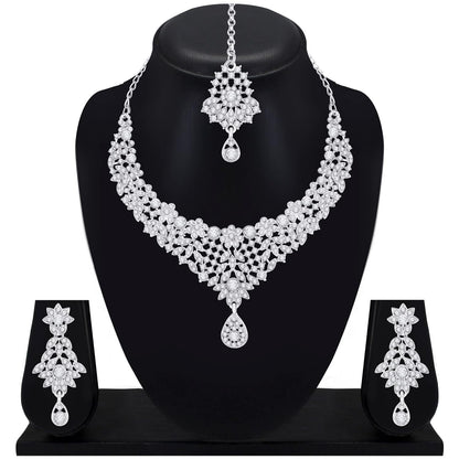 Atasi International Flora Silver Plated Alloy Choker Necklace Set For Women (R5391)