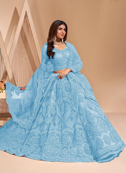 ZAALIMA FASHION Women's Semi Stitched satin blend Lehenga Choli with Embroidered Pattern Unstitched Blouse and Dupatta Set | Women's Lehenga Cholis