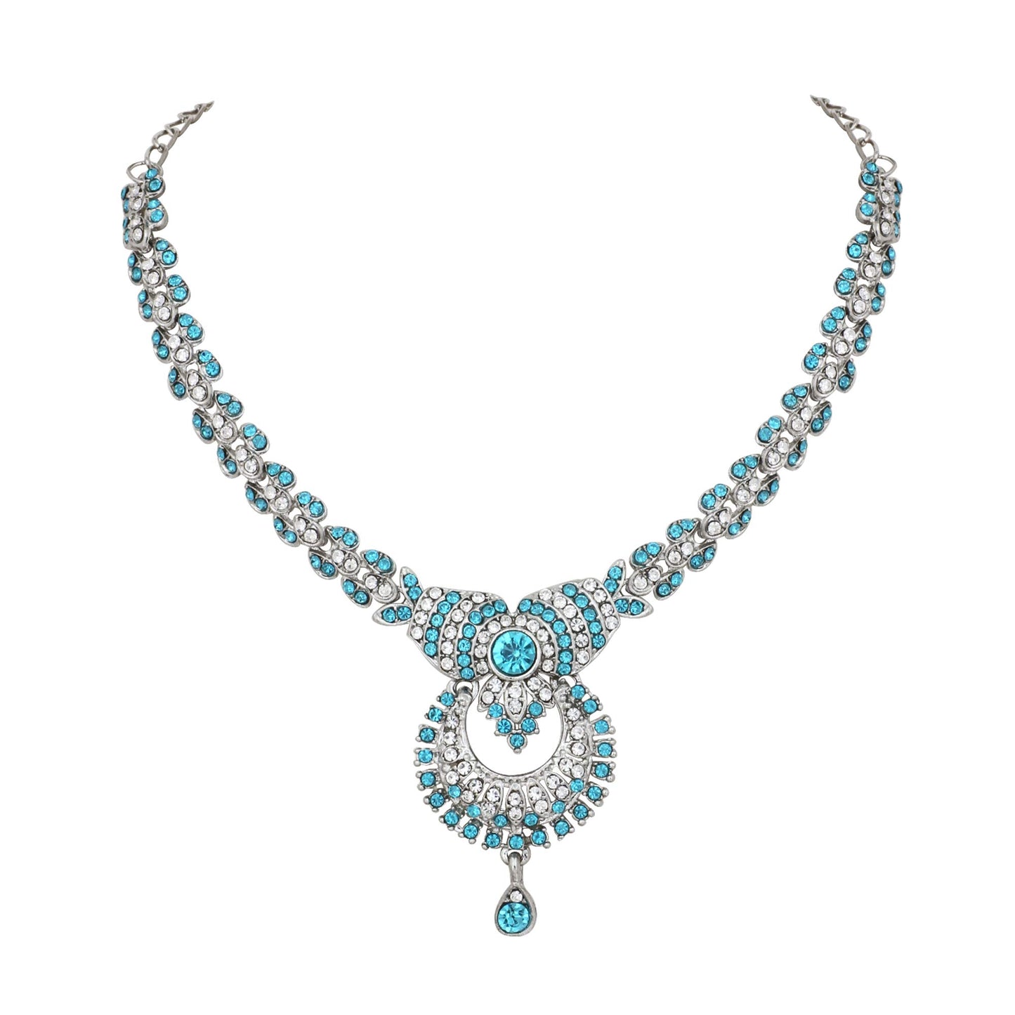 Atasi International Delightful Rhodium Silver Plated Alloy Choker Necklace Set For Women